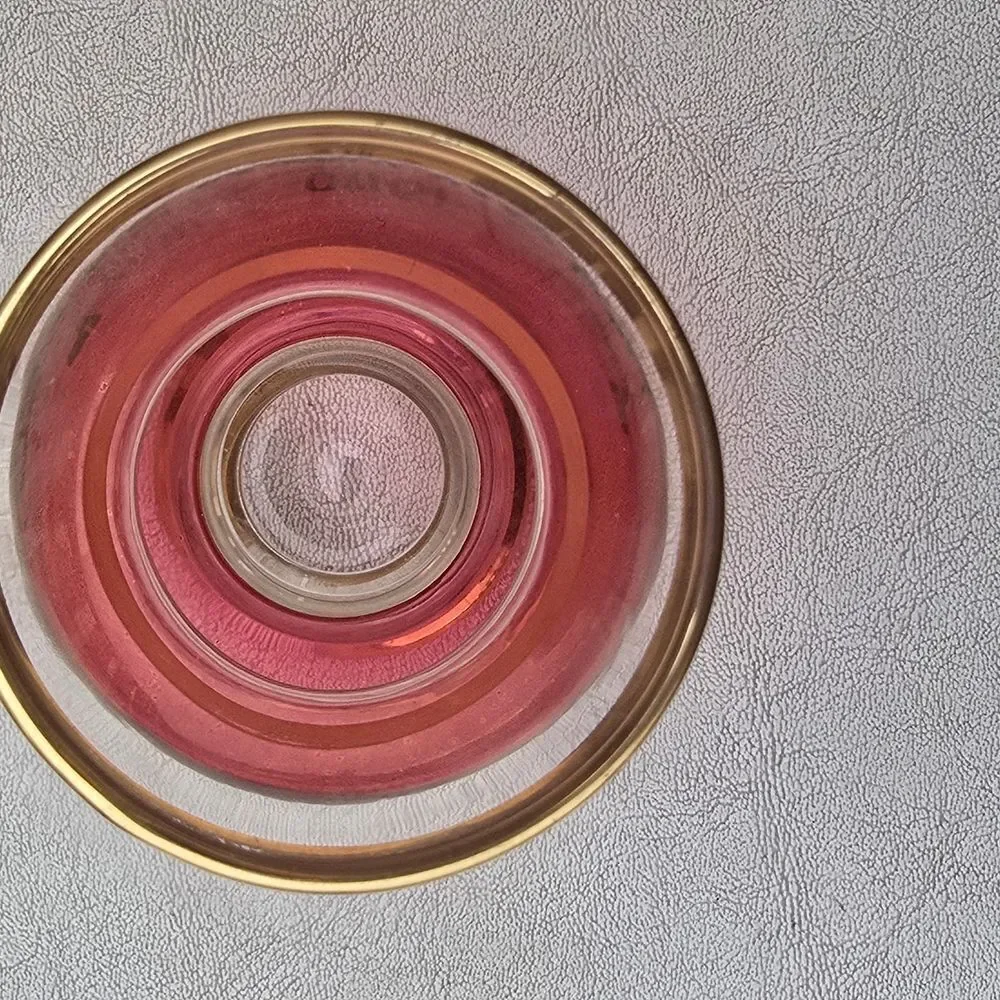 1940 New York World's Fair Souvenir Vase | Ruby/Cranberry Glass with Gold Trim